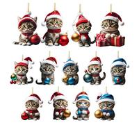 13 Cat Ornaments For Christmas Tree - Kitten Ornaments For Christmas Tree | Christmas Tree Ornaments Cat Suspending Decorations | Animal Ornament For Car Rearview, Christmas Tree Decor