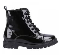 (13 (Children's), Black) Lauren Patent Junior Black Girls Lace & Zip School Shoes