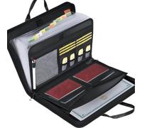 13 Compartment Expanding File Folder - 35.5 x 26.5 x 5 cm Portable File Organizer | Waterproof & Fireproof Accordion Files Bag Made of Silicone Fiberglass, with Colored Labels, Portable Document