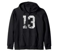 13 Cool Distressed Birthday Lucky Number Player 13th Zip Hoodie