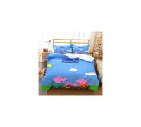 (13, Double) Kids Cartoon 3D Peppa Pig Duvet Cover Pillowcase Single Double Bedding Set Gift