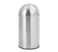 13 Gallon/50 L Cylindrical Trash Can, Heavy Duty Stainless Steel Rubbish Bin with Removable Inner Bucket, Outdoor Tall Garbage Can with Push Lid for Office, Restaurant, Commercial Use (39*39*71cm)