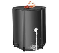 13 Gallon Collapsible Rain Water Collection Barrel with Tap, UV Resistant Portable Rain Barrel with 2 Way Zipper and Support Rods Stable Rainwater Harvesting System for Garden