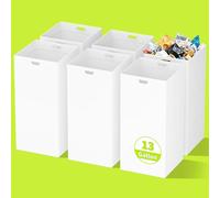 13 Gallon Disposable Trash Cans for Parties, 6 Pack Extra Large Portable Trash Can White Pop Up Trash Cans Bin, Recycle Collapsible Garbage Can Bins for Party Kitchen Camping Trash Can