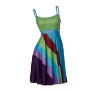 13 Going On 30 Women's Rainbow Sexy Mini Dress - Vintage Print Bodycon Dress with Multicolor Cut-Outs - Green, X-Large