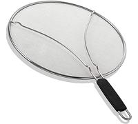 13" Grease Splatter Screen for Cooking | Stainless Steel Oil Splatter Guard and Ultra-Fine Mesh Protects Skin from Burns | TPR Tight-Grip Handle (Black)
