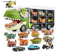 13 - in - 1 Dinosaur Toy Set for Kids Aged 3-5, Dinosaur - Themed Transport Carrier Truck with 12 Pull - Back Cars, Ideal Birthday for 3, 4, 5+ Year Old Boys and Grandkids