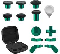 13 in 1 Metal Thumbsticks for Xbox Elite Controller Series 2 Accessories, Replacement Magnetic Buttons Kit Includes 6 Metal Plating Joysticks, 4 Paddles, 2 D-Pads, 1 Adjustment Tool (Green)