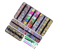 13 in 1 Nails Decoration Contains 310 Grams Princess Cut Rhinestones and Practical Tools Crystal Nails Decorations