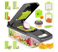 13 in 1 Super and Professional Vegetable Chopper, Onion Chopper, Food Chopper, Multifunctional Vegetable Cutter Veg Onion Dicer Salad Chopper Potato Cutter - Egg Slicer Yolk Separator Peeler (Green)