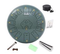 13 Inch 13 Tone Rain Drum the Sound Quality is Stable and Suitable for Music Enlightenment Steel Tongue Drum Small and Easy to Carry Chakra Drum(Green A)