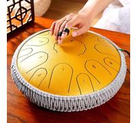13 Inch 15 Notes Tongue Drum, D Key & Rust-Proof Hand Drum Percussion, Tone Hand Pan Percussion Musical Instrument with Drumsticks and 4 Finger Cots, for Meditation, Entertainment, Mind Healing