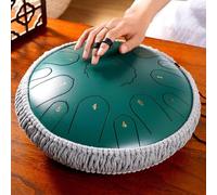 13 Inch 15 Notes Tongue Drum, D Key & Rust-Proof Hand Drum Percussion, Tone Hand Pan Percussion Musical Instrument with Drumsticks and 4 Finger Cots, for Meditation, Entertainment, Mind Healing