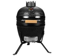 13 inch Ceramic Kamado Egg Grill | Portable Tabletop Charcoal BBQ Grill Smoker for Outdoor Cooking, Patio, Camping (Black)