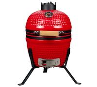 13 inch Ceramic Kamado Egg Grill | Portable Tabletop Charcoal BBQ Grill Smoker for Outdoor Cooking, Patio, Camping (Red)