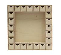 13 Inch Christmas Advent Calendar Shadow Box - Pre Assembled with Removable Drawers - Unfinished Wood Ready to Decorate and Personalize - For DIY, Gifts & Crafts
