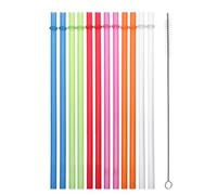 13 Inch Clear Reusable Plastic Replacement Drinking Straws Extra Long for 30oz 40oz 60oz Mason Jar Tumblers,Dishwasher Safe,Set of 12 Pcs Straws with Cleaning Brush (11inch, Clear)