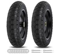 13 Inch Flat Free Wheels Gorilla Cart Tires 4.00-6 Solid Replacement with Universal 5/8" Axle Bore Hole, Spacers and Pins, for Wheelbarrow, Garden Wagon, Hand Truck, Trolley, Lawn Mower，2 Pack