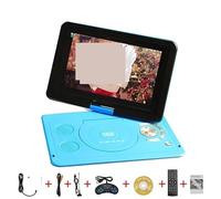 13 Inch HD Portable Rotating Screen Smart TV VCD DVD Player Mini TF Card USB Video Rechargeable Television Compact and Portable(Blu)