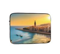 13 Inch Laptop Handbag, Minimalist Style Sunset In Barcelona Print Design Lightweight Portable For Daily Commute Work