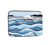 13 Inch Laptop Handbag, Minimalist Style Waves Lapping At The Rocks Print Design Lightweight Portable For Daily Commute Work
