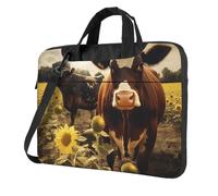 13 Inch Laptop Shoulder Bag For Men Women,Waterproof Briefcase Messenger Bag 3d Animal Brown Cow Laptop Sleeve Bag W/Strap Handle