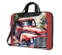 13 Inch Laptop Shoulder Bag For Men Women,Waterproof Briefcase Messenger Bag 4th Of July Patriotic Old Red Truck Laptop Sleeve Bag W/Strap Handle