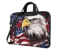 13 Inch Laptop Shoulder Bag For Men Women,Waterproof Briefcase Messenger Bag America Us Flag Bald Eagle Laptop Sleeve Bag W/Strap Handle