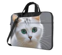 13 Inch Laptop Shoulder Bag For Men Women,Waterproof Briefcase Messenger Bag Cute White Cat Laptop Sleeve Bag W/Strap Handle