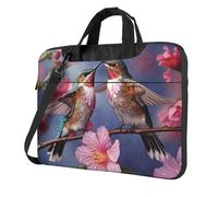 13 Inch Laptop Shoulder Bag For Men Women,Waterproof Briefcase Messenger Bag Humming Birds With Pink Laptop Sleeve Bag W/Strap Handle