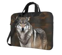 13 Inch Laptop Shoulder Bag For Men Women,Waterproof Briefcase Messenger Bag Wild Wild Gray Wolf Laptop Sleeve Bag W/Strap Handle