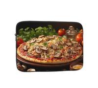 13 Inch Laptop Sleeve Bag Waterproof Shockproof Laptop Case Bag Pizza with Mushrooms and Tomatoes On Top Lightweight Tablet Carrying Case