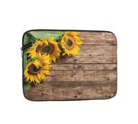 13 Inch Laptop Sleeve, Soft Protective Case With Three Sunflowers On Wooden Print,Slim Lightweight Bag Specially Compatible With 13 Inch Macbook, Fits Some Pc Notebook