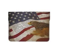 13-inch Leather Laptop Sleeve, American Flag Print Slim Shockproof Insertion Design Laptop Case for Office, School, Travel