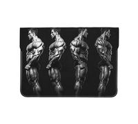 13-inch Leather Laptop Sleeve, Bodybuilding Evolution Print Slim Shockproof Insertion Design Laptop Case for Office, School, Travel