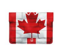 13-inch Leather Laptop Sleeve, Canadian flag Print Slim Shockproof Insertion Design Laptop Case for Office, School, Travel