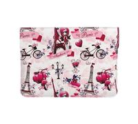 13-inch Leather Laptop Sleeve, Cityscape Paris Eiffel Tower France Print Slim Shockproof Insertion Design Laptop Case for Office, School, Travel