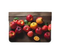 13-inch Leather Laptop Sleeve, fruits on wood Print Slim Shockproof Insertion Design Laptop Case for Office, School, Travel