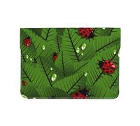 13-inch Leather Laptop Sleeve, Leaves and Ladybugs Print Slim Shockproof Insertion Design Laptop Case for Office, School, Travel