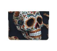 13-inch Leather Laptop Sleeve, Mexican Skull Print Slim Shockproof Insertion Design Laptop Case for Office, School, Travel