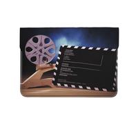 13-inch Leather Laptop Sleeve, Movies Clapperboard Print Slim Shockproof Insertion Design Laptop Case for Office, School, Travel