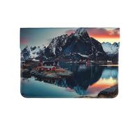 13-inch Leather Laptop Sleeve, Norway Islands Print Slim Shockproof Insertion Design Laptop Case for Office, School, Travel