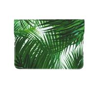 13-inch Leather Laptop Sleeve, Palm Leaves Green Shades Print Slim Shockproof Insertion Design Laptop Case for Office, School, Travel