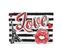 13-inch Leather Laptop Sleeve, Paris Eiffel Tower Heart Print Slim Shockproof Insertion Design Laptop Case for Office, School, Travel