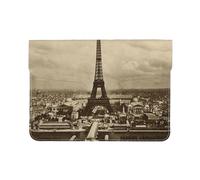 13-inch Leather Laptop Sleeve, Paris Eiffel Tower Print Slim Shockproof Insertion Design Laptop Case for Office, School, Travel