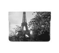 13-inch Leather Laptop Sleeve, Paris Tower Print Slim Shockproof Insertion Design Laptop Case for Office, School, Travel