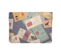13-inch Leather Laptop Sleeve, Postal Stationery Print Slim Shockproof Insertion Design Laptop Case for Office, School, Travel