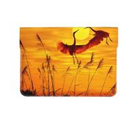 13-inch Leather Laptop Sleeve, Pretty Sunset Pink Flamingo Print Slim Shockproof Insertion Design Laptop Case for Office, School, Travel