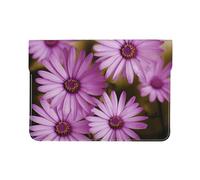 13-inch Leather Laptop Sleeve, Purple Chrysanthemum Print Slim Shockproof Insertion Design Laptop Case for Office, School, Travel