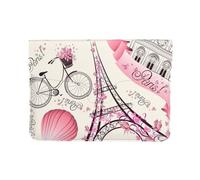 13-inch Leather Laptop Sleeve, Romantic Paris Eiffel Tower Bycicle Print Slim Shockproof Insertion Design Laptop Case for Office, School, Travel